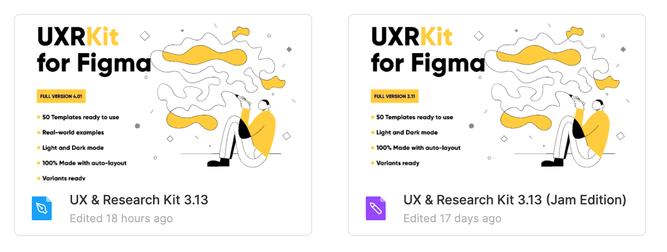 UXR Package v4.02 + v3.13 – 50 Analysis and Documentation templates for a Figma (Figma Design + Jam File)